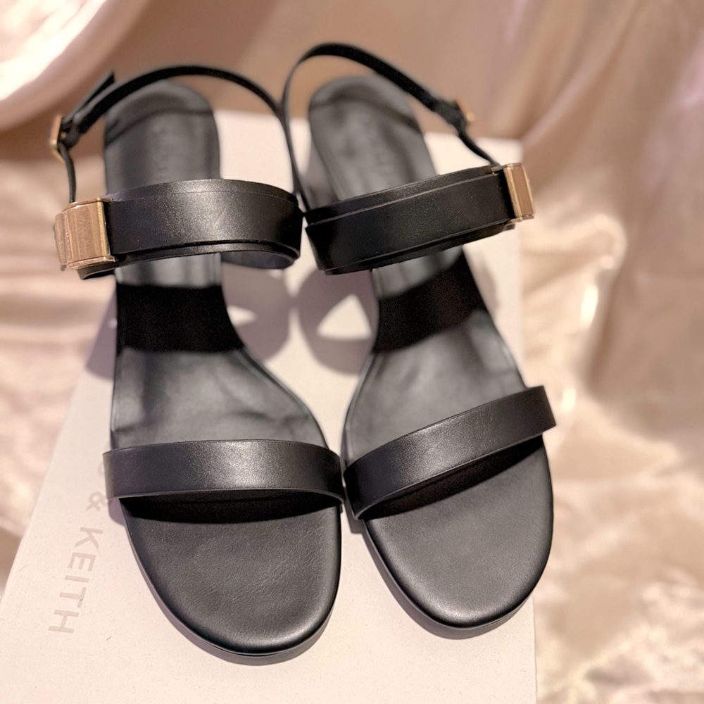 Yvette Double-Strap Heeled Sandals - Black